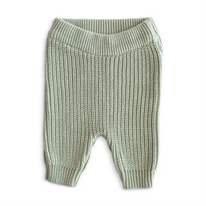 Mushie Chunky Knit Pants - Light Mint - age 6-9 Months